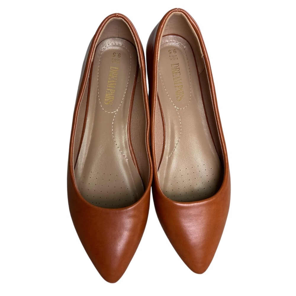 DREAM PAIRS‎ Sole-Classic Women’s Ballet Flats Cognac Pointed Toe - Picture 2 of 14